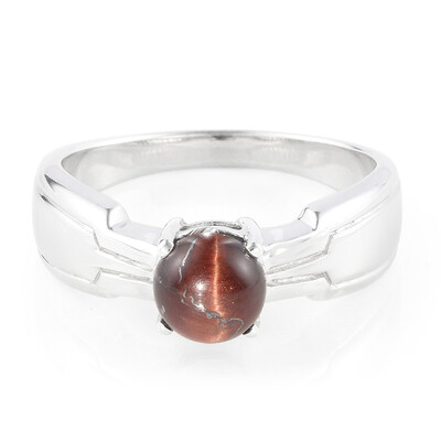 Anillo de hombre en plata con Ojo de tigre rojo