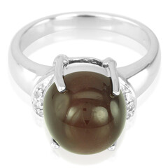 Anillo en plata con Escapolita ojo de gato