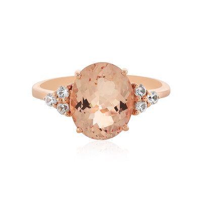Anillo en oro con Morganita durazno