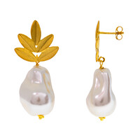 Pendientes en plata con Perla Freshwater (Joias do Paraíso)
