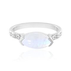 Anillo en plata con Piedra de Luna arcoíris