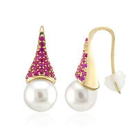 Pendientes en oro con Perla blanca del mar del sur (Michelle Albala)