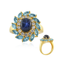 Anillo en plata con Zafiro estrella azul