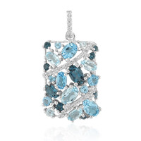 Colgante en plata con Topacio azul suizo
