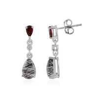 Pendientes en plata con Cuarzo rutilado negro