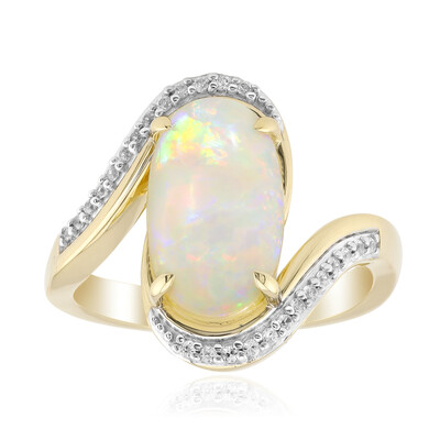 Anillo en oro con Ópalo blanco de Brasil
