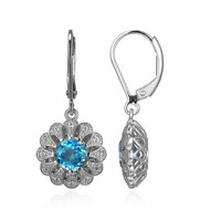Pendientes en plata con Topacio azul suizo