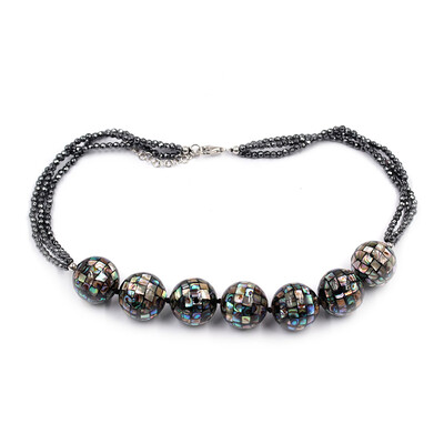 Collar en plata con Hematita negra