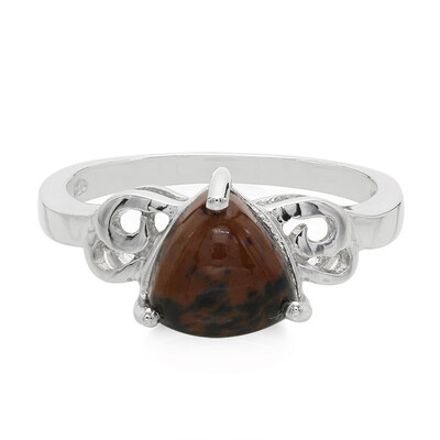 Anillo en plata con Obsidiana caoba