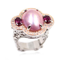 Anillo en plata con Perla Mabe (Dallas Prince Designs)
