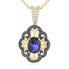Collar en plata con Zafiro estrella azul
