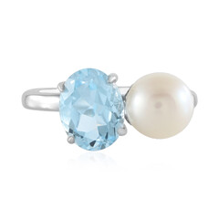 Anillo en plata con Topacio azul cielo