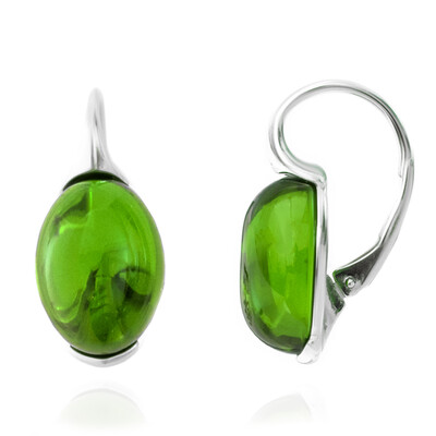Pendientes en plata con Ámbar colombiano verde (dagen)