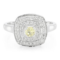 Anillo en plata con Danburita neón amarillo