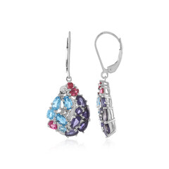 Pendientes en plata con Topacio azul suizo