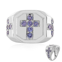 Anillo de hombre en plata con Tanzanita