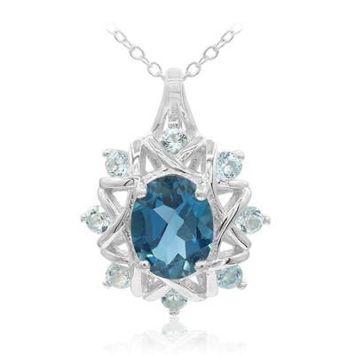 Collar en plata con Topacio azul de Londres