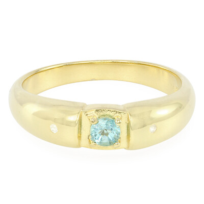 Anillo en plata con Fluorapatita verde