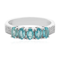 Anillo en plata con Apatita azul caribe