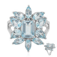 Anillo en plata con Topacio azul cielo
