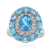 Anillo en plata con Topacio azul suizo