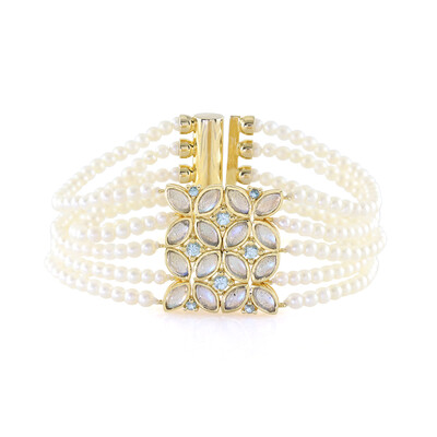 Brazalete en plata con Labradorita azul de Maniry (KM by Juwelo)