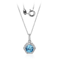 Collar en plata con Topacio azul suizo