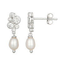 Pendientes en plata con Perla blanca Freshwater