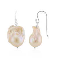 Pendientes en plata con Perla durazno Freshwater (TPC)