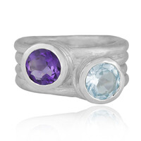 Anillo en plata con Topacio azul cielo