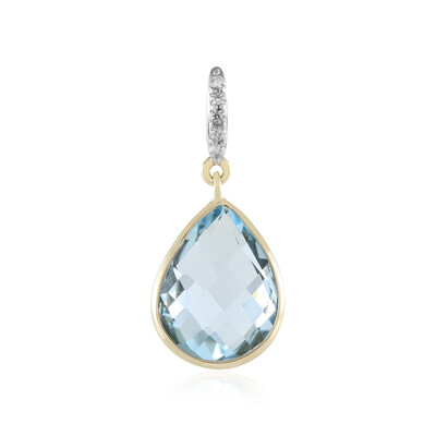Colgante en oro con Topacio azul cielo