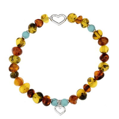 Brazalete en plata con Ámbar báltico cognac (dagen)