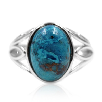 Anillo en plata con Malaquita azurita