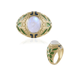 Anillo en plata con Piedra de Luna arcoíris (Adela Silber)