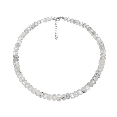 Collar en plata con Cuarzo rutilado negro