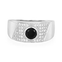 Anillo de hombre en plata con Espinela negra