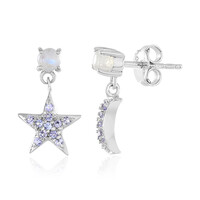 Pendientes en plata con Piedra de Luna arcoíris