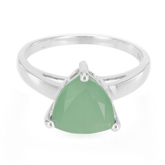 Anillo en plata con Calcedonia verde