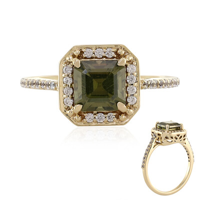 Anillo en oro con Zircón verde Ceylon