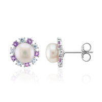 Pendientes en plata con Perla blanca Freshwater (Michelle Albala)