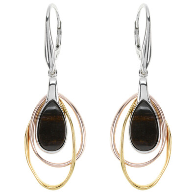 Pendientes en plata con Madera de palma petrificada (dagen)