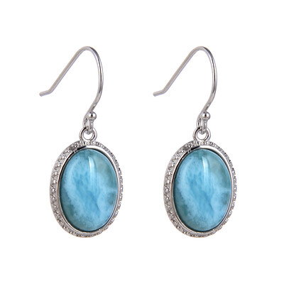 Pendientes en plata con Larimar