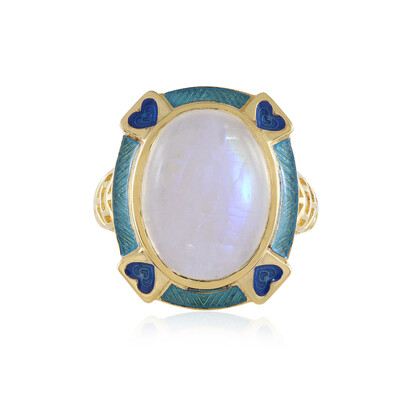 Anillo en plata con Piedra de Luna arcoíris (Adela Silber)