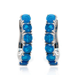 Pendientes en plata con Ópalo azul neón