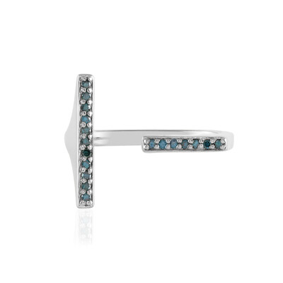 Anillo en plata con Diamante azul I3 (de Melo)