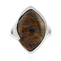 Anillo en plata con Piertersita dorada