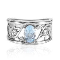 Anillo en plata con Topacio azul cielo