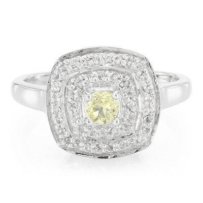 Anillo en plata con Danburita neón amarillo