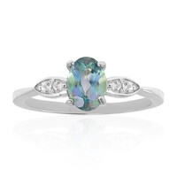 Anillo en plata con Topacio místico verde azulado