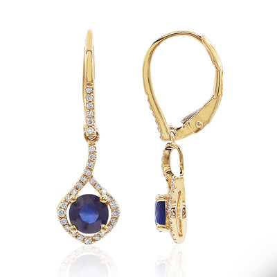 Pendientes en oro con Zafiro de Ceilán